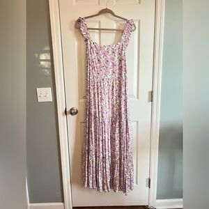 Haute Hippie Cottage Core Floral Print Skirt in Lavender